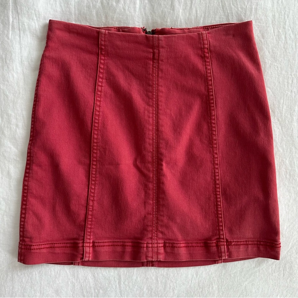Free People Modern Femme Washed Red Mini Skirt